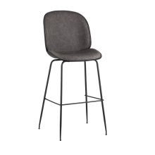 Барный стул Stool Group Турин со спинкой серая экокожа черные ножки 9329C GREY