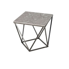 Журнальный стол Stool Group Авалон 61*61 серый мрамор/сталь темный хром УТ000036334