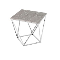 Журнальный стол Stool Group Авалон 61*61 серый мрамор/сталь серебро УТ000036333