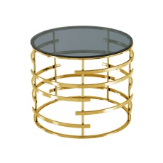 Журнальный стол Stool Group Инфлюэнс D60 черное стекло/сталь золото УТ000036341