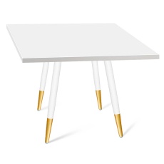 Кухонный стол Sheffilton SHT-TU14/80/80 ЛДСП белый муар/золото/белый снег 9738378808
