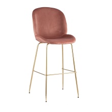 Барный стул Stool Group Турин со спинкой бархат пудровый золотые ножки 8329C PINK