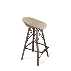 Барный стул Sheffilton SHT-ST19-SF2/S80 ванильный крем/темный орех/черный 7296303901