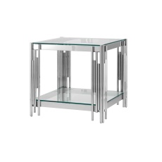 Журнальный стол Stool Group Гэтсби 55*55 прозрачное стекло/сталь серебро УТ000000888