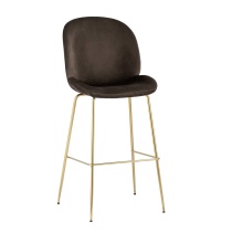 Барный стул Stool Group Турин со спинкой велюр коричневый золотые ножки 8329C VELVET BROWN
