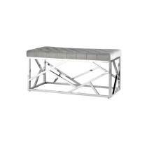 Банкетка Stool Group АРТ ДЕКО вельвет серый сталь серебро BENCH-016-GR
