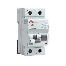 Дифференциальный автомат DVA-6 1P+N 25А (C) 100мА (AC) 6кА EKF AVERES rcbo6-1pn-25C-100-ac-av