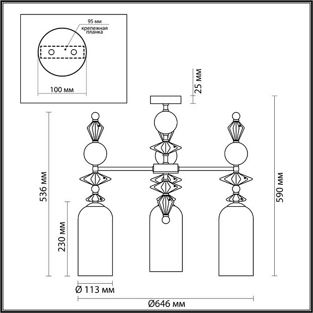 Подвесная люстра Odeon Light Classic Bizet 4855/3C Фото № 6
