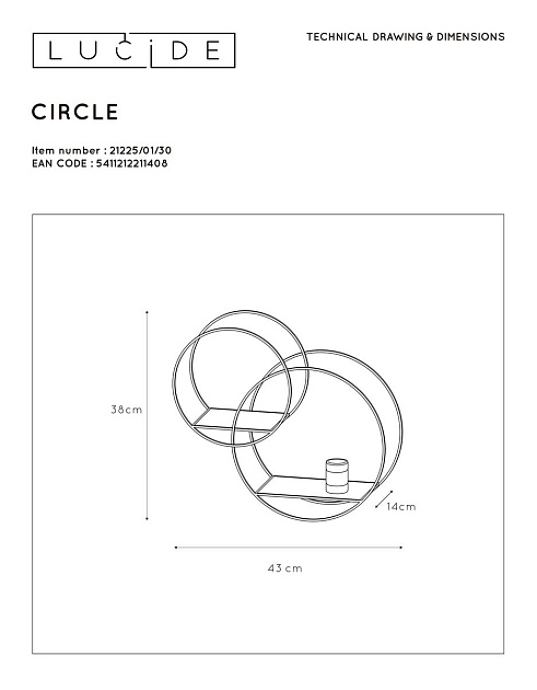 Бра Lucide Circle 21225/01/30 изображение 2 Бра Lucide Circle 21225/01/30 Фото № 2