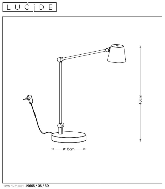 Настольная лампа Lucide Jorius 19668/08/30 Фото № 7