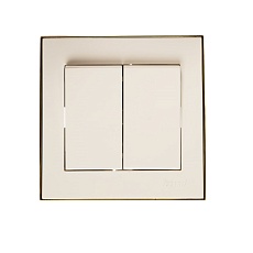 Выключатель двойной Lezard Rain белый с бок. вставкой золото 703-0226-101