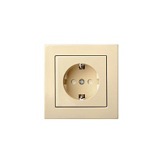 Розетка 2P+E Liregus Epsilon со шторками бежевый 28-0663