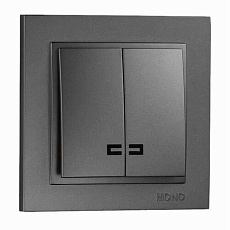 Выключатель Mono Electric Despina двухклавишный с подсветкой графит 102-202025-103