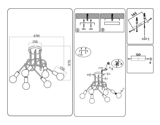 Потолочная люстра Ambrella light Traditional Loft TR80417 Фото № 7