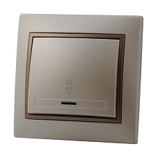 Выключатель проходной с подсветкой Lezard Mira белый жемчуг со светло-коричневой вставкой 701-3031-114