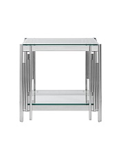 Журнальный стол Stool Group Гэтсби 55*55 прозрачное стекло/сталь серебро УТ000000888 3