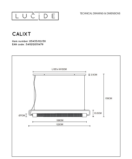 Подвесной светильник Lucide Calixt 05433/02/30 Фото № 2