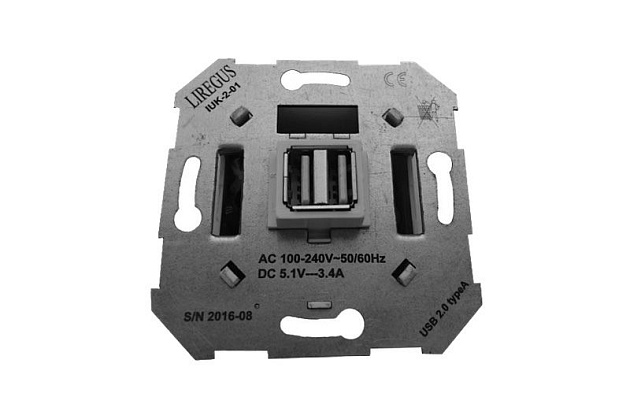 Розетка 2xUSB Liregus Epsilon бежевый 28-0712 Фото № 4