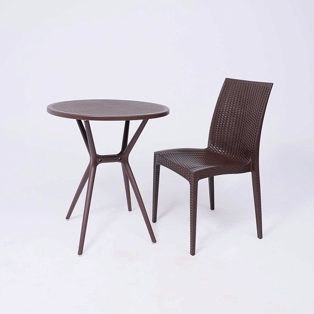 Садовый стол AksHome Palermo 65*71, пластик, коричневый 94019 Фото № 4