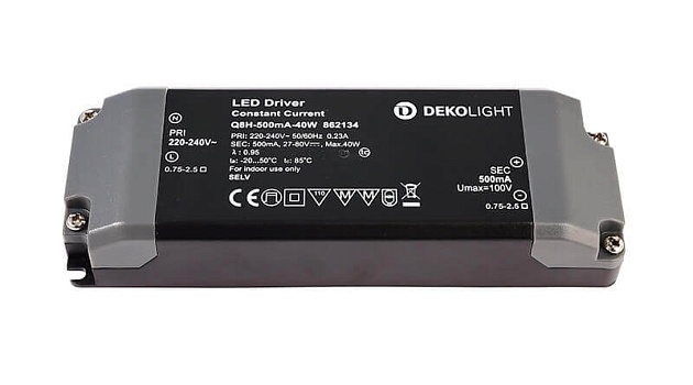 Драйвер Deko-Light Q8H-500mA/40W 27-80V 40W IP20 0,5A 862134 Фото № 