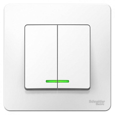 Выключатель двухклавишный Schneider Electric Blanca 10A 250V с подсветкой белый BLNVS010511