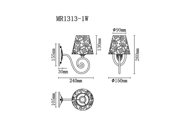 Бра MyFar Ceiling Luna MR1313-1W изображение 2 Бра MyFar Ceiling Luna MR1313-1W Фото № 2
