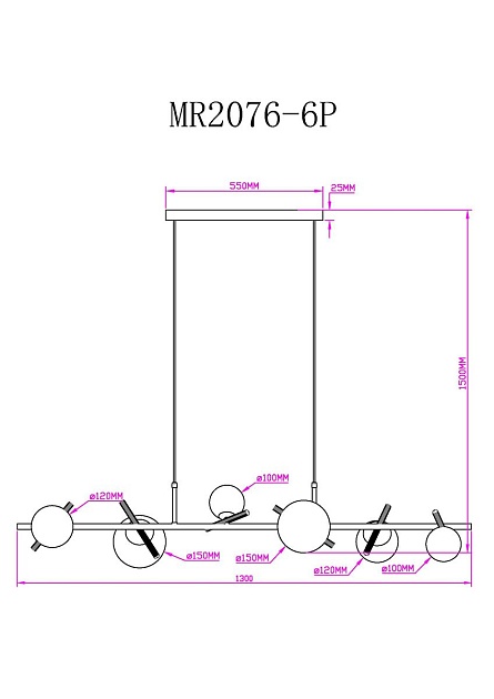 Подвесная люстра MyFar Francis MR2076-6P Фото № 2