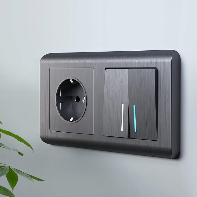 Розетка с заземлением Werkel графит рифленый W1171004 4690389158629 изображение 6 Розетка с заземлением Werkel графит рифленый W1171004 4690389158629 Фото № 6