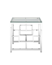Журнальный стол Stool Group Бруклин 55*55 прозрачное стекло/сталь серебро УТ000001492 3