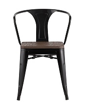 Барный стул Tolix Arm Wood черный глянцевый + темное дерево YD-H440AR-W LG-01 1
