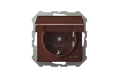 Розетка 2P+E Liregus Epsilon с крышкой коричневый 28-1363 3
