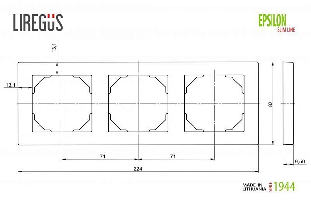 Рамка 3-постовая Liregus Epsilon серебро 28-1903 Фото № 2