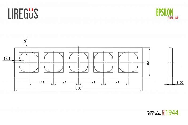 Рамка 5-постовая Liregus Epsilon серебро 28-1905 Фото № 2