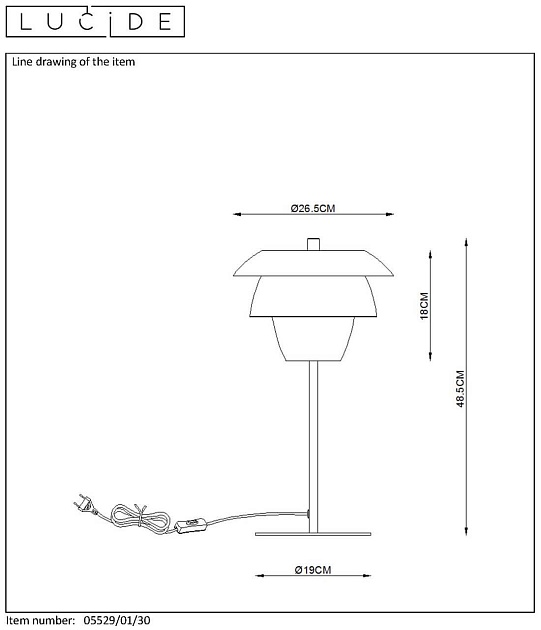 Настольная лампа Lucide Jericho 05529/01/30 Фото № 5