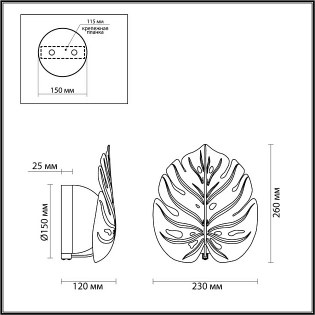 Бра Odeon Light Modern Jungle 4865/1WA изображение 6 Бра Odeon Light Modern Jungle 4865/1WA Фото № 6