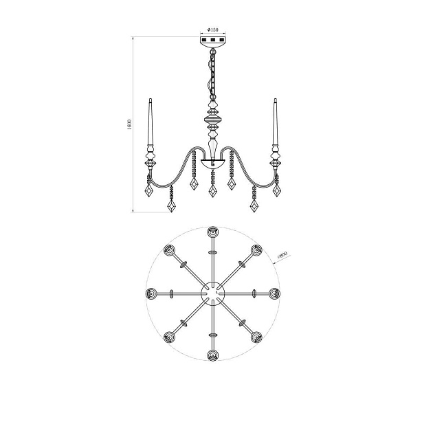 Подвесная люстра Lucia Tucci Maya 4450.8 Chrome Фото № 2