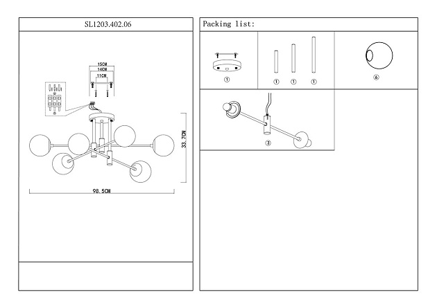 Потолочная люстра ST Luce Limano SL1203.402.06 изображение 2 Потолочная люстра ST Luce Limano SL1203.402.06 Фото № 2