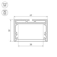Профиль с рассеивателем Arlight SL-LINE-4932-2500 ANOD+OPAL 020465 2