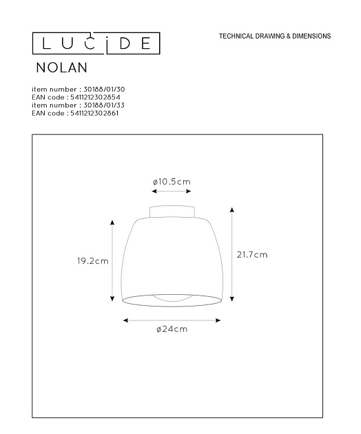 Потолочный светильник Lucide Nolan 30188/01/30 изображение 2 Потолочный светильник Lucide Nolan 30188/01/30 Фото № 2