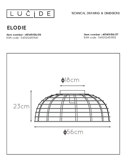 Потолочный светильник Lucide Elodie 45149/56/30 Фото № 2