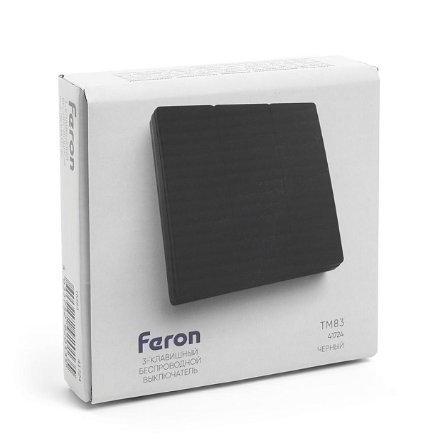Выключатель трехклавишный беспроводной Feron Smart черный TM83 41724 изображение 4 Выключатель трехклавишный беспроводной Feron Smart черный TM83 41724 Фото № 4