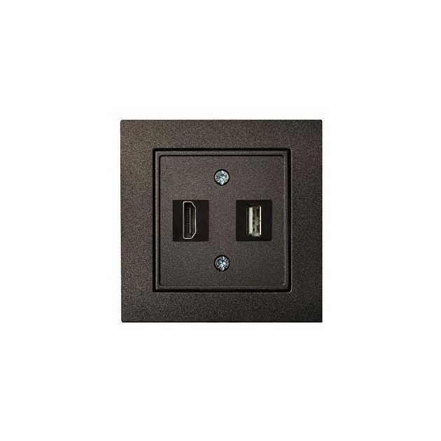 Розетка HDMI/USB Liregus Epsilon антрацит 28-1131 Фото № 