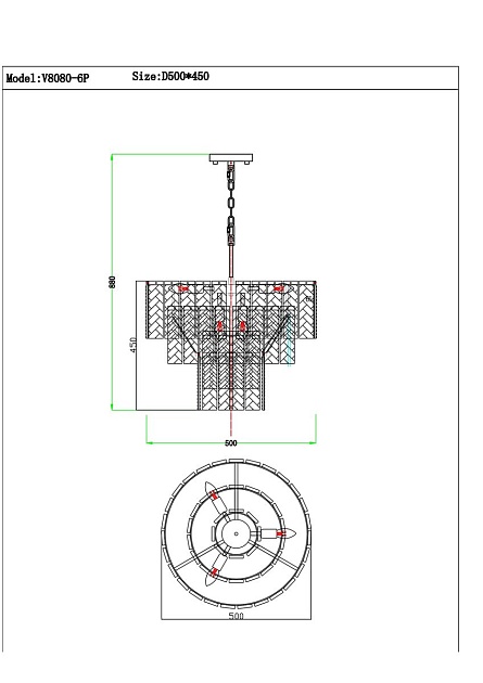 Подвесная люстра Moderli Alberto V8080-6P изображение 2 Подвесная люстра Moderli Alberto V8080-6P Фото № 2