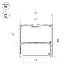 Профиль с рассеивателем Arlight SL-LINE-5050-2500 BLACK+OPAL 027990 2