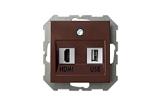 Розетка HDMI/USB Liregus Epsilon коричневый 28-156 1