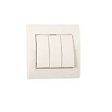 Выключатель тройной Lezard Deriy кремовый 702-0303-109
