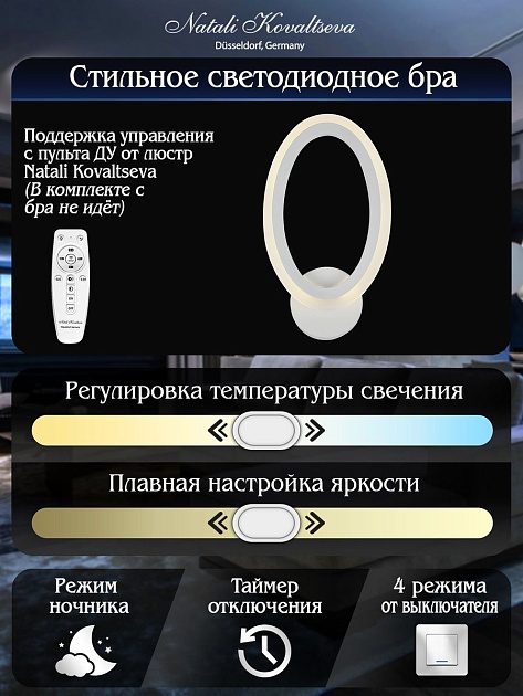 Бра Natali Kovaltseva Led Lamps 81135/1W изображение 3 Бра Natali Kovaltseva Led Lamps 81135/1W Фото № 3
