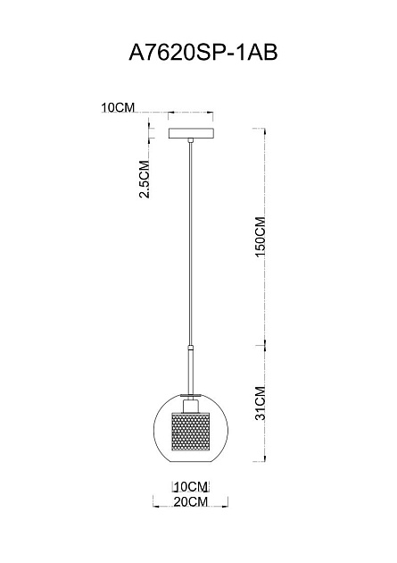 Подвесной светильник Arte Lamp Manchester A7620SP-1AB Фото № 3