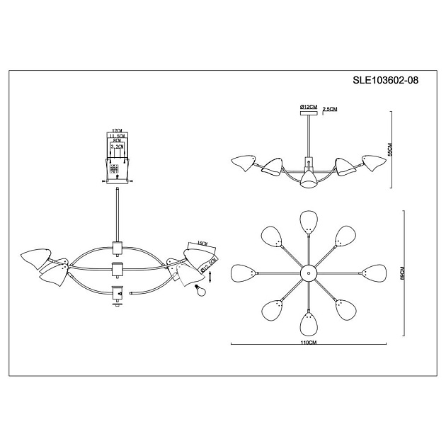 Потолочная люстра Evoluce Satta SLE103602-08 изображение 2 Потолочная люстра Evoluce Satta SLE103602-08 Фото № 2