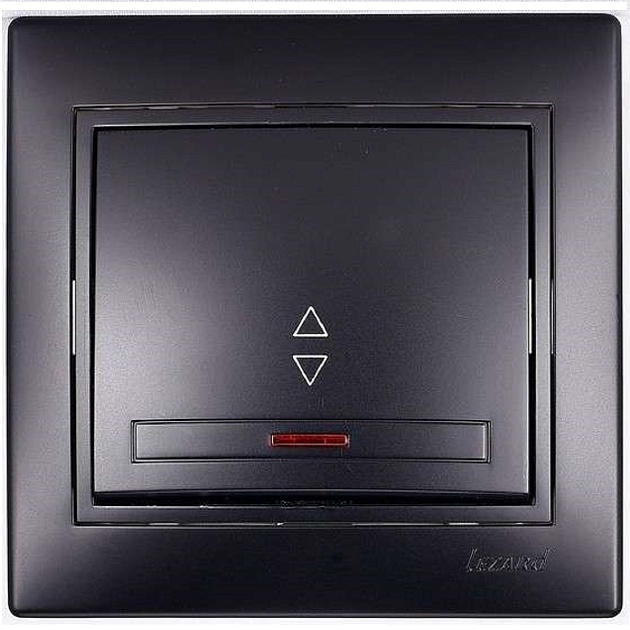 Выключатель проходной с подсветкой Lezard Mira черный со вставкой 701-4242-114 Фото № 